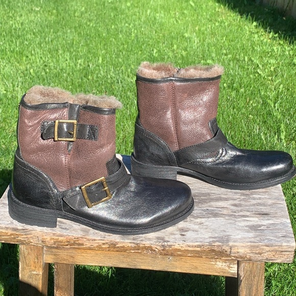 Trask Shearling Lined Moto Boots Brenna - Picture 3 of 13